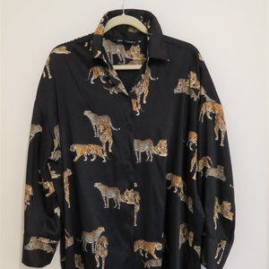 Tiger pattern Zara oversize dress-shirt